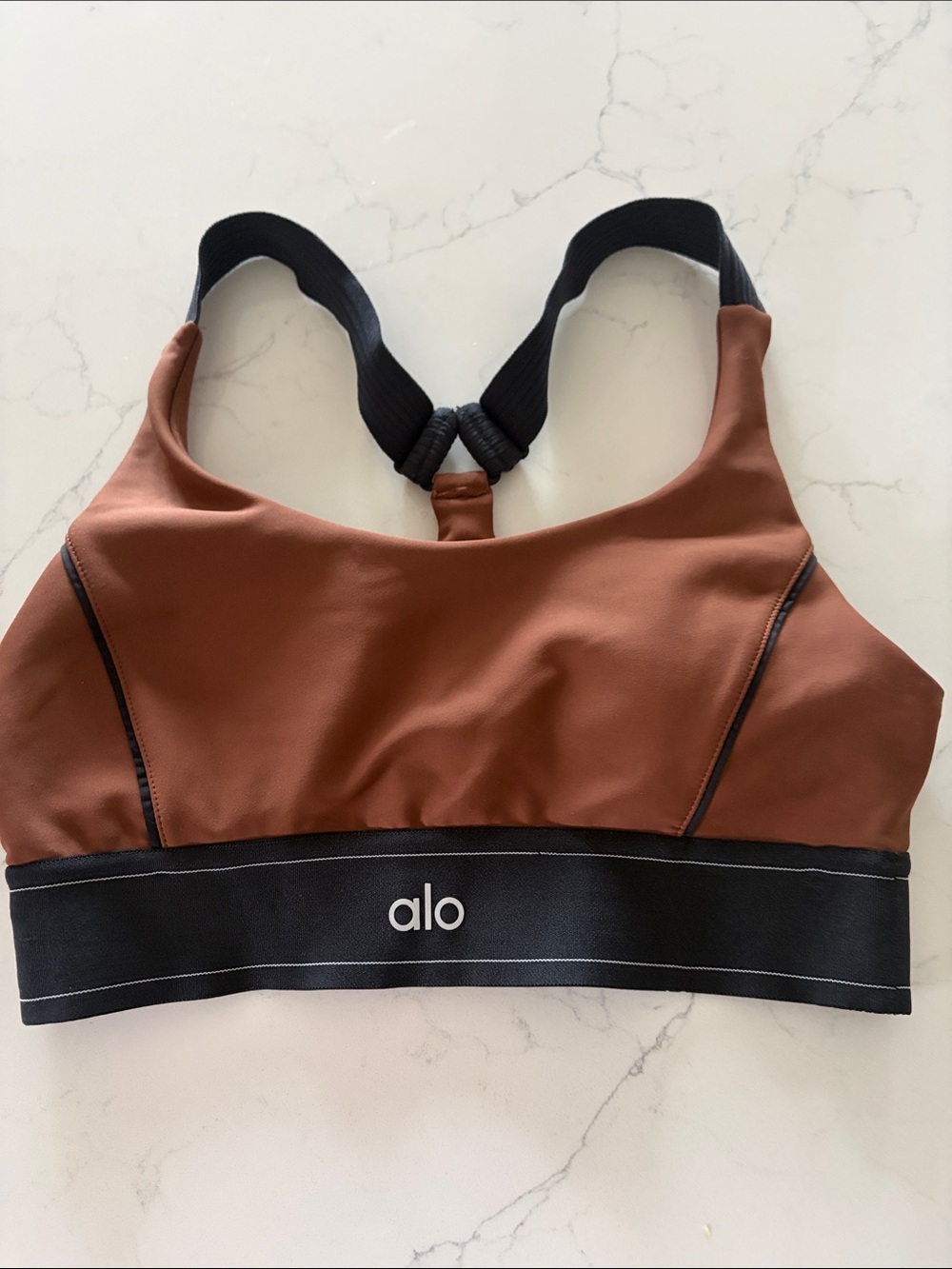 ALO Yoga Brown Sports Bra with Black Band